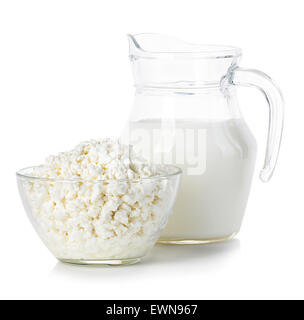 Cottage cheese, milk jug Stock Photo