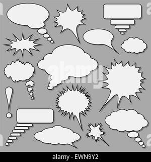 Speech bubbles set over grey background. Vector illustration. Stock Vector