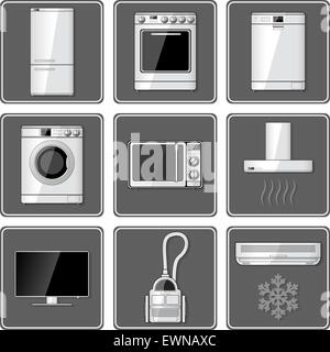 Set of realistic household appliances. Vector illustration. Stock Vector