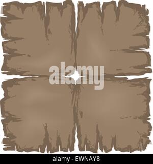 Old damaged dark sheet of paper. Vector illustration isolated on white background. Stock Vector