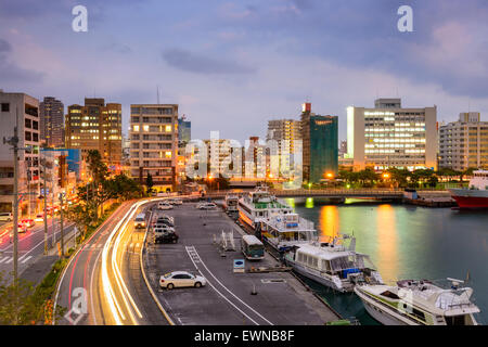 Naha, Okinawa, Japan cityscape at Tomari Port. Stock Photo