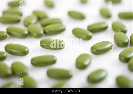 Green Tablets macro studio photo Stock Photo