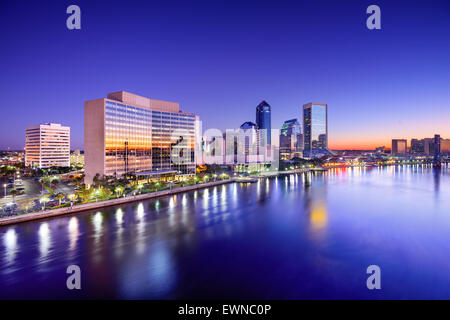 Jacksonville, Florida, USA city skyline on St. Johns River at dawn. Stock Photo