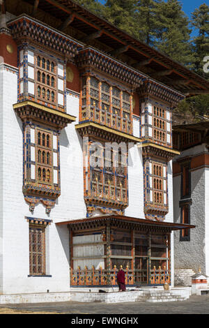 Buddhist monk, Kurje Lhakhang, Jakar, Bumthang, Bhutan Stock Photo