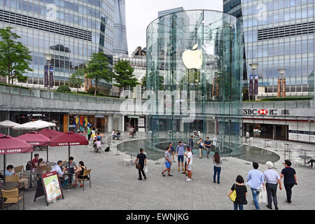 Apple Store China Shanghai, Pudong, Century City Oriental Pearl television tower, World Financial Center Stock Photo