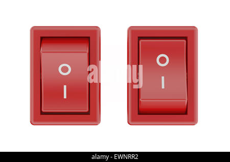 two red switch  isolated on white background Stock Photo
