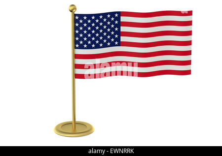 American flag on the stand isolated on white background Stock Photo