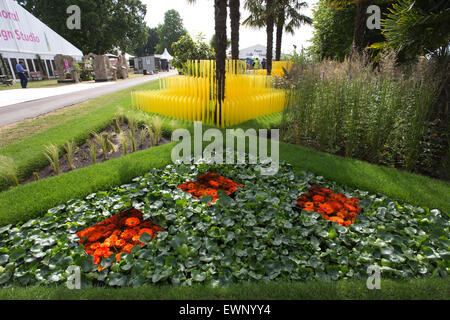 RHS Hampton Court Flower Show 2015, The World Vision Garden designed by John Warland, Hampton Court, England, UK Stock Photo