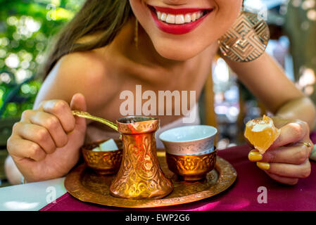 Woman with turkish coffee Stock Photo