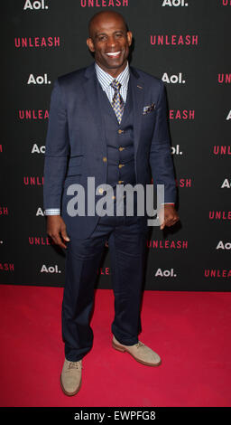 AOL 2015 NewFront presents AOL Unleash at the 4 World Trade Center - Arrivals  Featuring: Deion Sanders Where: New York City, United States When: 28 Apr 2015 C Stock Photo