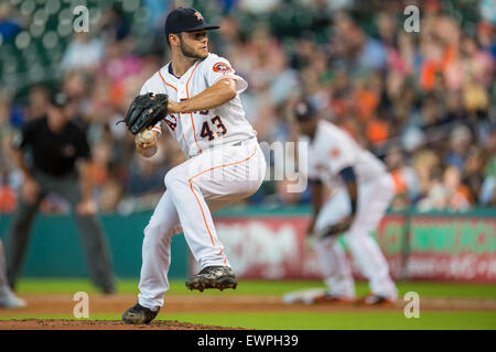 Houston, TX, USA. 29th June, 2015. Houston Astros starting pitcher Lance McCullers (43) pitches during the 2nd inning of a Major League Baseball game between the Houston Astros and the Kansas City Royals at Minute Maid Park in Houston, TX. Trask Smith/CSM/Alamy Live News Stock Photo