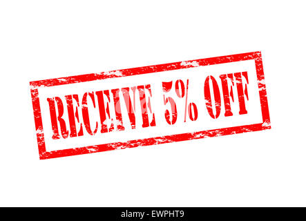 Rubber stamp with text receive five percent off inside, illustration Stock Photo