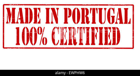 Stamp with text made in Portugal one hundred percent certified inside, illustration Stock Photo