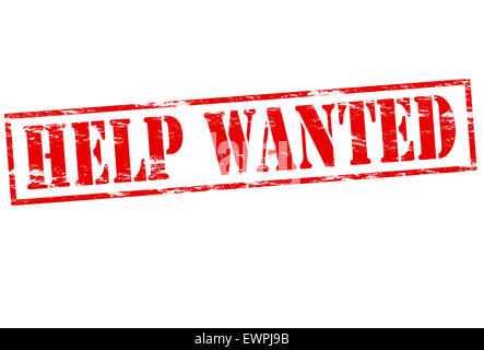 Rubber stamp with text help wanted inside, illustration Stock Photo