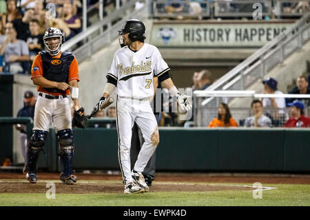 Vanderbilt Commodores shortstop Dansby Swanson (7) celebrates with his  teammates following the NCAA College baseball World Series against the TCU  Horned Frogs on June 16, 2015 at TD Ameritrade Park in Omaha