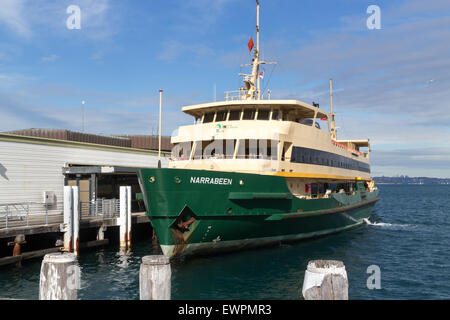 Manly, Australia-June 5th 2015: The Manly Ferry, Narrabeen at Manly Wharf. Thousands of commuters use the ferry each day. Stock Photo