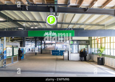 Manly, Australia-June 5th 2015: Inside theFerry Terminal, Manly Wharf. Thousands of commuters use the ferry each day. Stock Photo