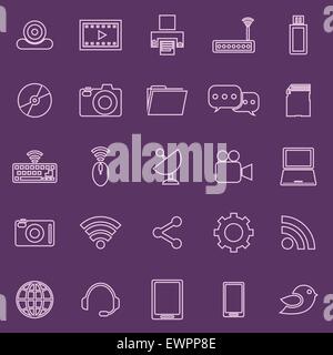 Hi-tech line icons on violet background, stock vector Stock Vector