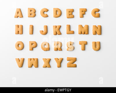 cookie letter alphabet on white background Stock Photo