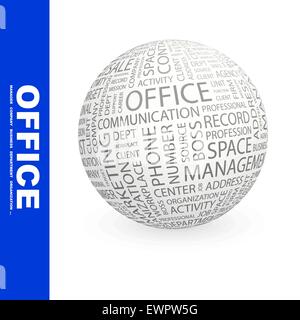 OFFICE. Background concept wordcloud illustration. Print concept word cloud. Graphic collage. Stock Vector