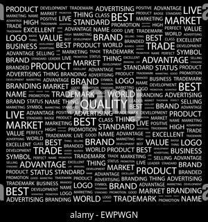 QUALITY. Word cloud concept illustration. Wordcloud collage. Stock Vector