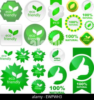 Set of eco friendly signs. Usable for different design. Stock Vector