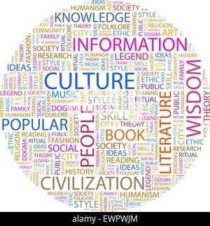 CULTURE. Word cloud illustration. Tag cloud concept collage. Stock Vector