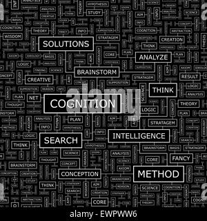 COGNITION. Seamless pattern. Word cloud illustration. Stock Vector