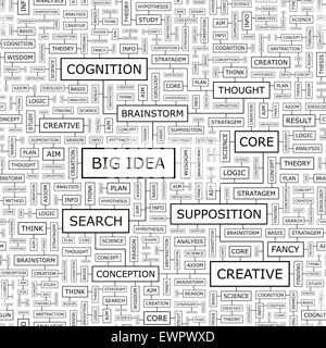BIG IDEA. Seamless pattern. Word cloud illustration. Stock Vector