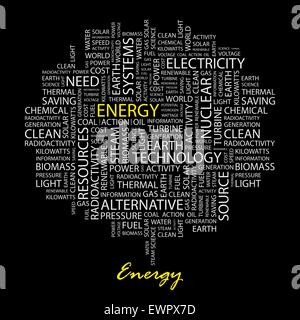 ENERGY. Word cloud illustration. Tag cloud concept collage. Stock Vector