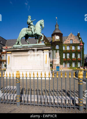 Europe, Germany, Duesseldorf, Jan-Wellem monument in front of the old town hall in the old part of the town. Stock Photo