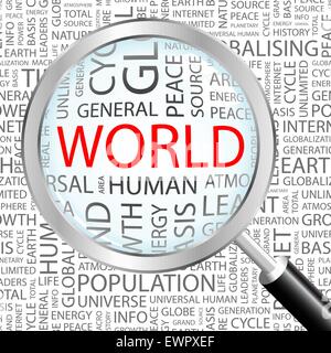 WORLD. Word cloud concept illustration. Wordcloud collage. Stock Vector