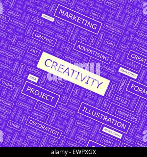 CREATIVITY. Word cloud illustration. Tag cloud concept collage. Stock Vector