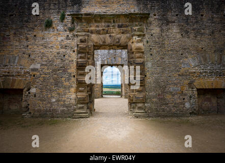Doorway in the Long Range at Bolsover Castle in Derbyshire, England. Stock Photo