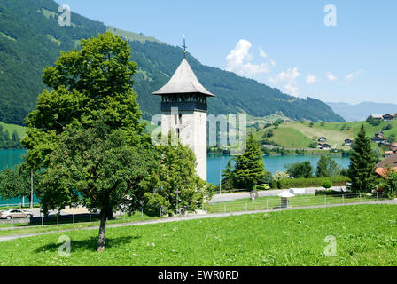 Village and lake of Lungern on the Swiss alps Stock Photo