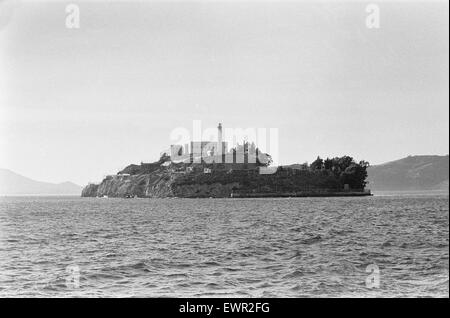 Alcatraz Island and prison in San Francisco Bay. September 1979 The prison was originally built by the US Army in 1910 and handed over to the United States Department of Justice on October 12, 1933 as a high security prison. Given the location of Alcatraz Stock Photo