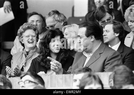 Robert Maxwell and his daughter Ghislaine watch the Oxford v Brighton