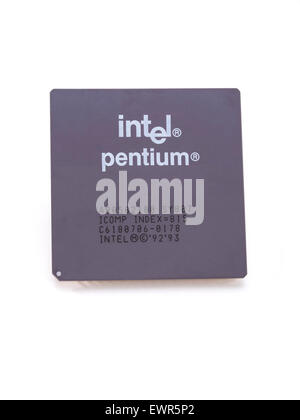 Intel Pentium 100mhz cpu chip microprocessor  A80502100 1994 P54C Stock Photo