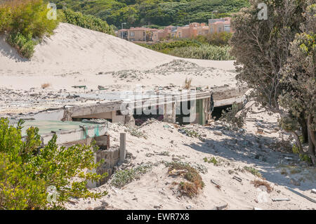 Old police station at Hout Bay reclaimed by sand dunes, Cape Town, South Africa. Stock Photo