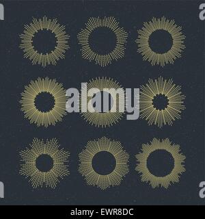 Set of Retro Sun burst shapes. Vector illustration Stock Vector