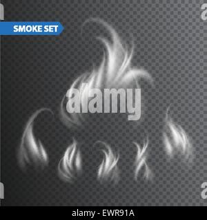 Smoke waves on transparent background. Vector illustration Stock Vector
