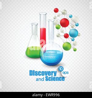 Glass flasks with color liquid inside. Vector illustration Stock Vector
