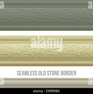 Set of seamless borders stone marble. Vector illustration Stock Vector