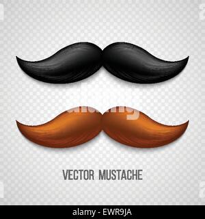 Brown, black  isolated mustaches set. Vector illustration Stock Vector
