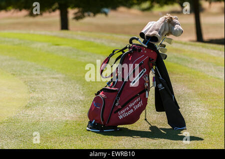 London, UK. 30 June 2015. The bag of Laura Murray (Scotland) by the 8th green during practice day for the ISPS HANDA Ladies European Masters at the Buckinghamshire golf course.  The main event takes place 2 to 5 July. Credit:  Stephen Chung / Alamy Live News Stock Photo