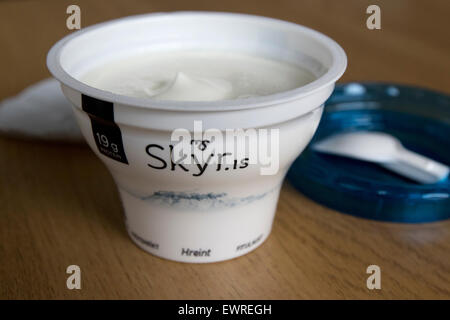 natural Icelandic skyr yoghurt in small pot Stock Photo