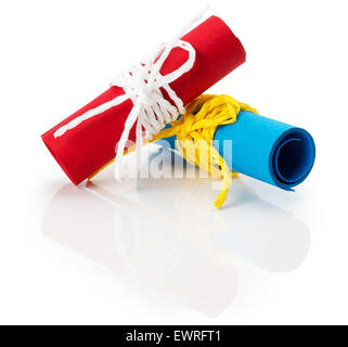 inviting paper rolls isolated on the white background. Stock Photo