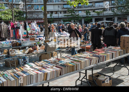 Secondhand goods at flea market,Marche,Place d'Aligre,Paris,France. Stock Photo