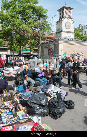 Secondhand goods at flea market,Marche,Place d'Aligre,Paris,France. Stock Photo