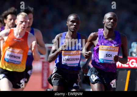 Edwin Cheruiyot SOI, Thomas Pkemei LONGOSIWA, Men's 5000m, IAAF Diamond League 2015, Alexander Stadium, Birmingham, UK, 7th June 2015. Stock Photo